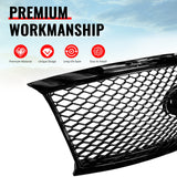 2011-2013 Infiniti M56 M35h M37& 2014-2015 Q70 Honeycomb Style Front Bumper Upper Grille Replacement Gloss Black ABS