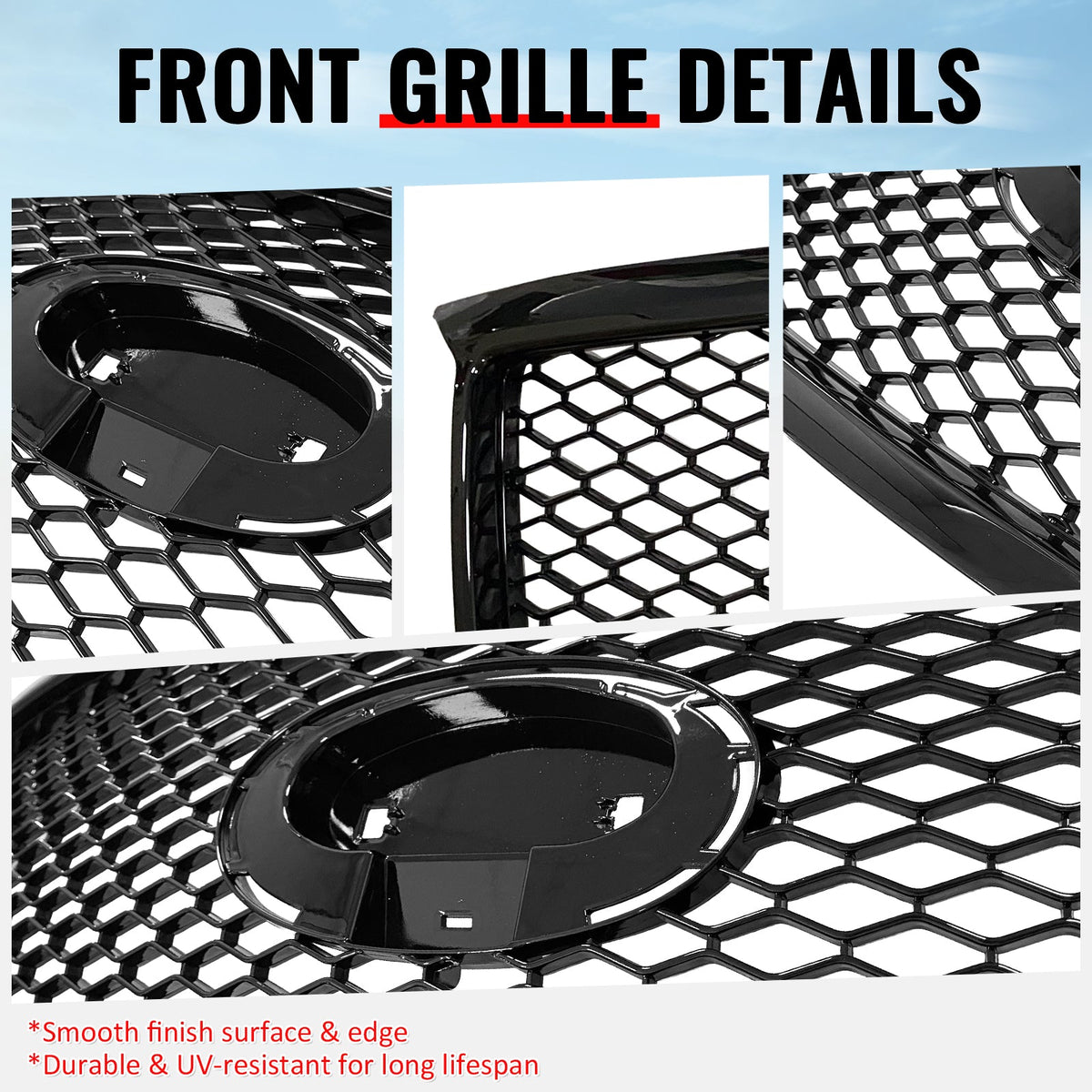 2011-2013 Infiniti M56 M35h M37& 2014-2015 Q70 Honeycomb Style Front Bumper Upper Grille Replacement Gloss Black ABS