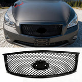 2011-2013 Infiniti M56 M35h M37& 2014-2015 Q70 Honeycomb Style Front Bumper Upper Grille Replacement Gloss Black ABS