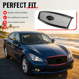 2011-2013 Infiniti M56 M35h M37& 2014-2015 Q70 Honeycomb Style Front Bumper Upper Grille Replacement Matte Black ABS