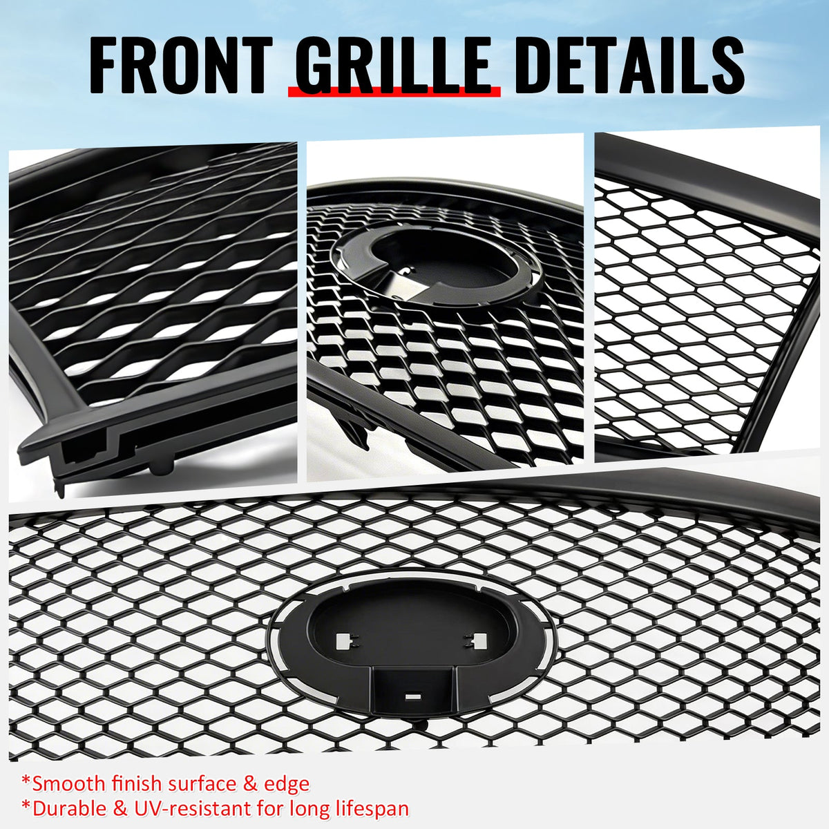 2011-2013 Infiniti M56 M35h M37& 2014-2015 Q70 Honeycomb Style Front Bumper Upper Grille Replacement Matte Black ABS
