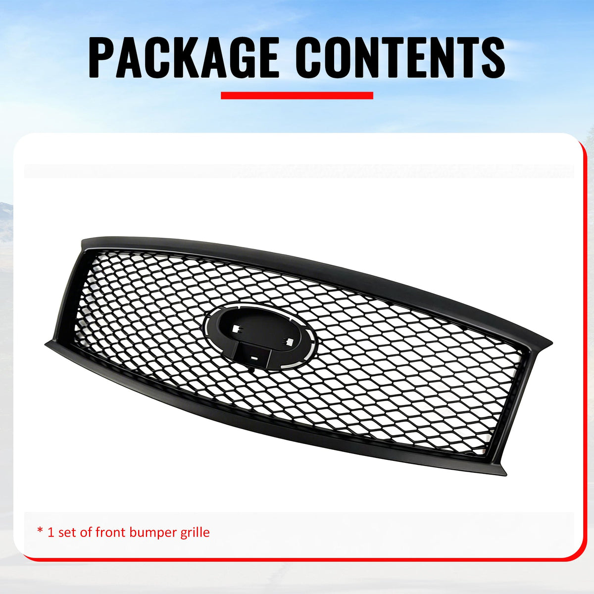 2011-2013 Infiniti M56 M35h M37& 2014-2015 Q70 Honeycomb Style Front Bumper Upper Grille Replacement Matte Black ABS