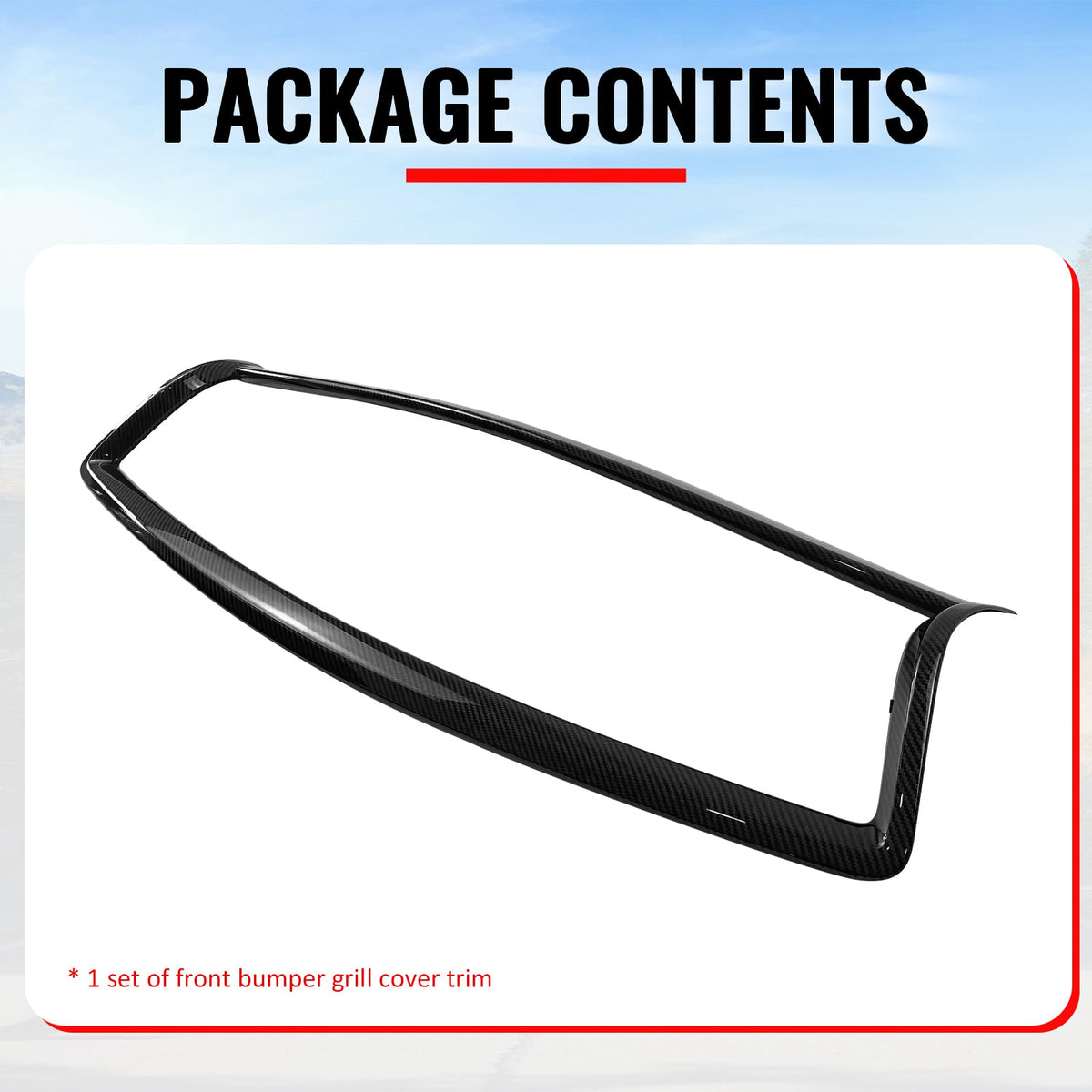 2014-2017 Infiniti Q50 OE Style Front Bumper Upper Grille Frame Trim Replacement Carbon Fiber Print ABS