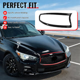 2014-2017 Infiniti Q50 OE Style Front Bumper Upper Grille Frame Trim Replacement Gloss Black ABS