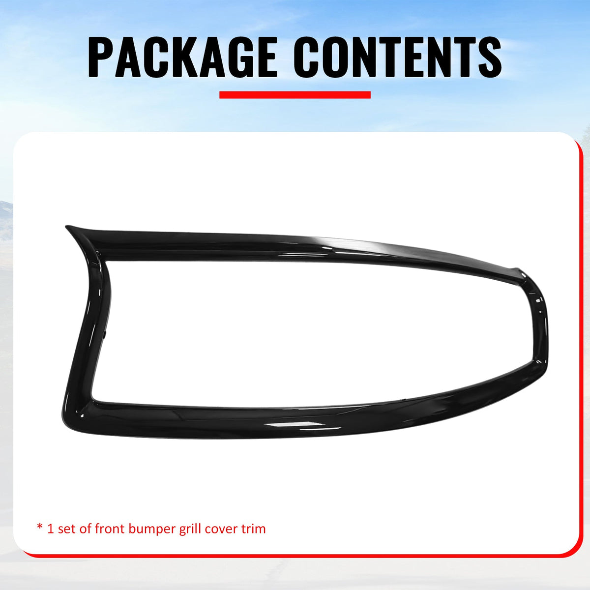 2014-2017 Infiniti Q50 OE Style Front Bumper Upper Grille Frame Trim Replacement Gloss Black ABS