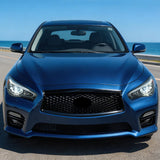 2014-2017 Infiniti Q50 OE Style Front Bumper Upper Grille Frame Trim Replacement Gloss Black ABS