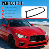 2018-2024 Infiniti Q50 OE Style Front Bumper Upper Grille Frame Trim Replacement Carbon Fiber Print ABS