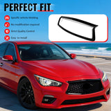 2018-2024 Infiniti Q50 OE Style Front Bumper Upper Grille Frame Trim Replacement Gloss Black ABS