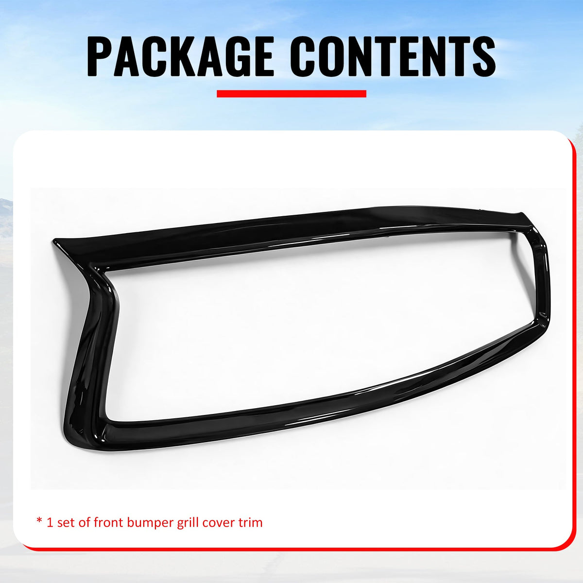 2018-2024 Infiniti Q50 OE Style Front Bumper Upper Grille Frame Trim Replacement Gloss Black ABS
