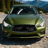 2018-2024 Infiniti Q50 OE Style Front Bumper Upper Grille Frame Trim Replacement Gloss Black ABS