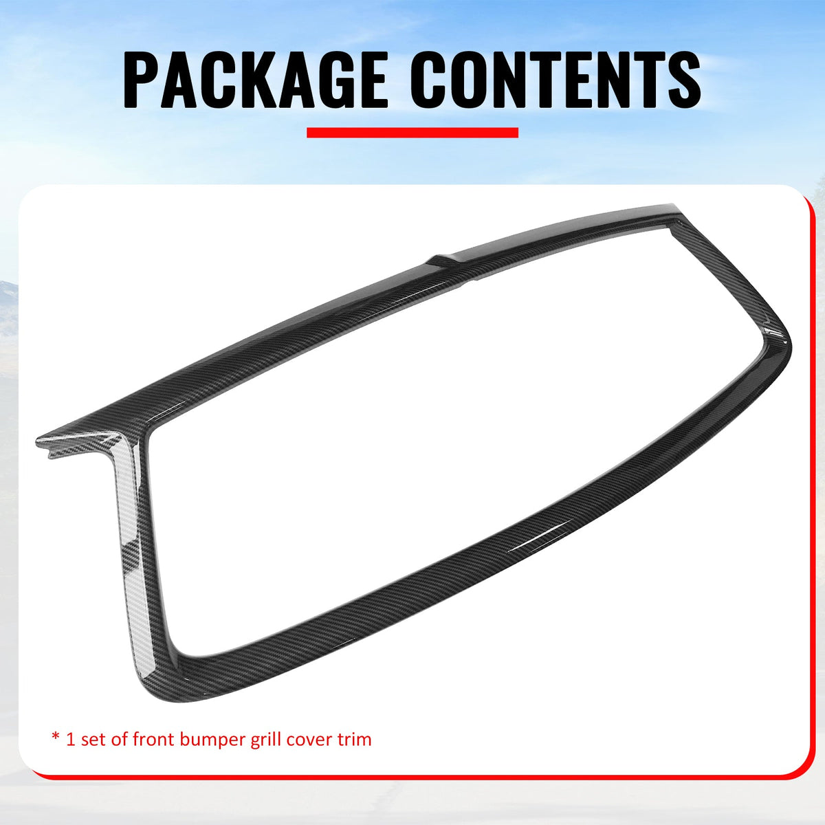 2017-2022 Infiniti Q60 OE Style Front Bumper Upper Grille Frame Trim Replacement Carbon Fiber Print ABS