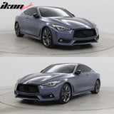 2017-2022 Infiniti Q60 OE Style Front Bumper Upper Grille Frame Trim Replacement Gloss Black ABS