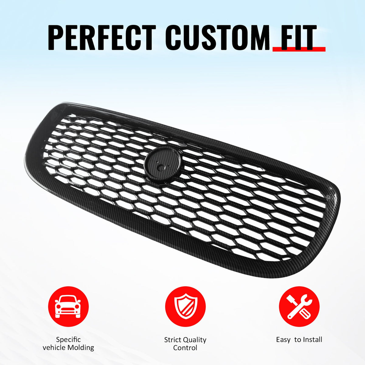 2016-2019 Jaguar XE 2020 Style Front Bumper Upper Grille Replacement Carbon Fiber Print ABS
