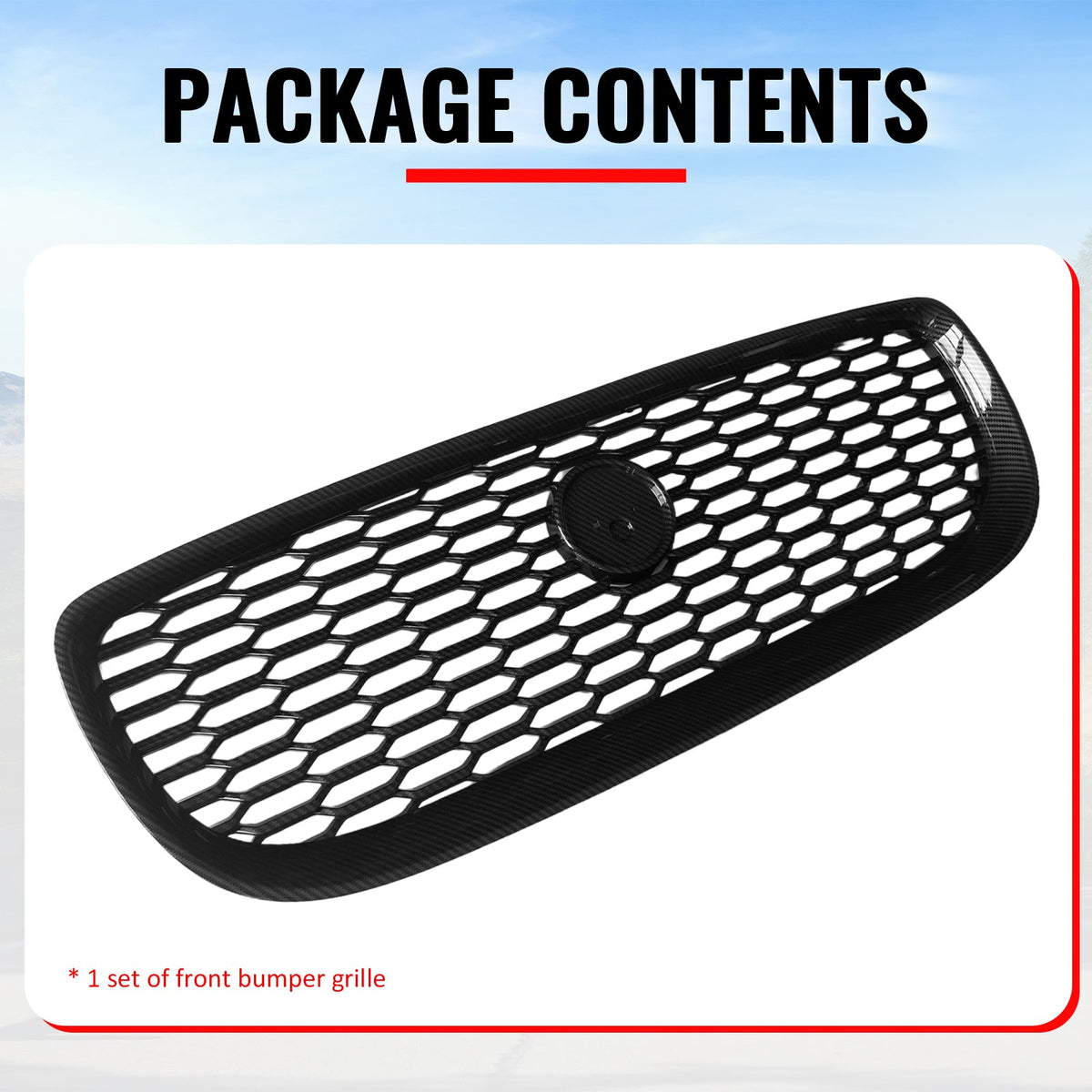 2016-2019 Jaguar XE 2020 Style Front Bumper Upper Grille Replacement Carbon Fiber Print ABS