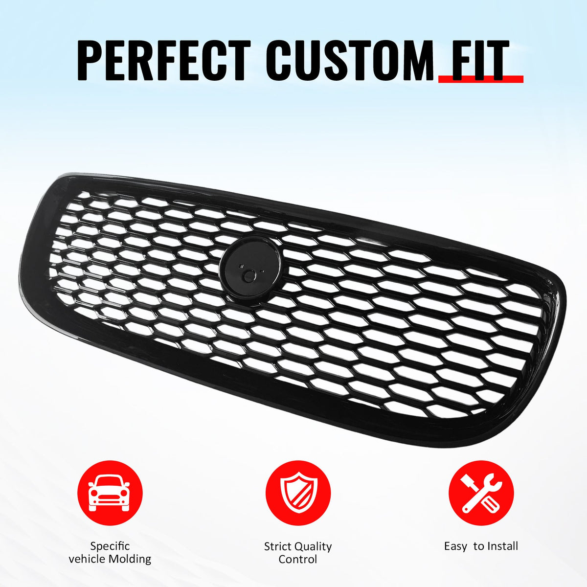 2016-2019 Jaguar XE 2020 Style Front Bumper Upper Grille Replacement Gloss Black ABS
