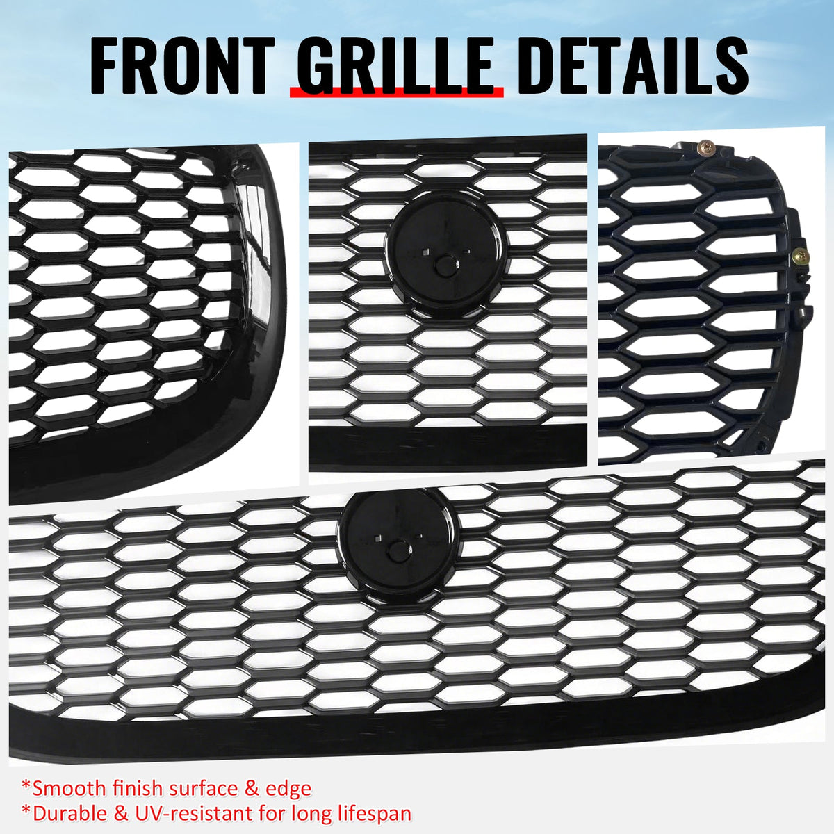 2016-2019 Jaguar XE 2020 Style Front Bumper Upper Grille Replacement Gloss Black ABS