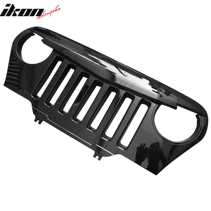1997-2006 Jeep Wrangler TJ V1 Angry Bird Style Grille Gloss Black ABS
