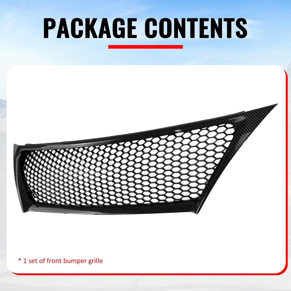 2011-2013 Lexus IS250 IS350 Sedan Honeycomb Style Front Bumper Upper Grille Replacement Carbon Fiber Print ABS