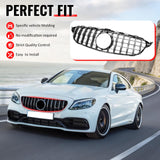 2015-2018 Mercedes-Benz W205 C-Class C63 AMG/C63 AMG S GTR Style Silver Replacement Front Bumper Hood Grille