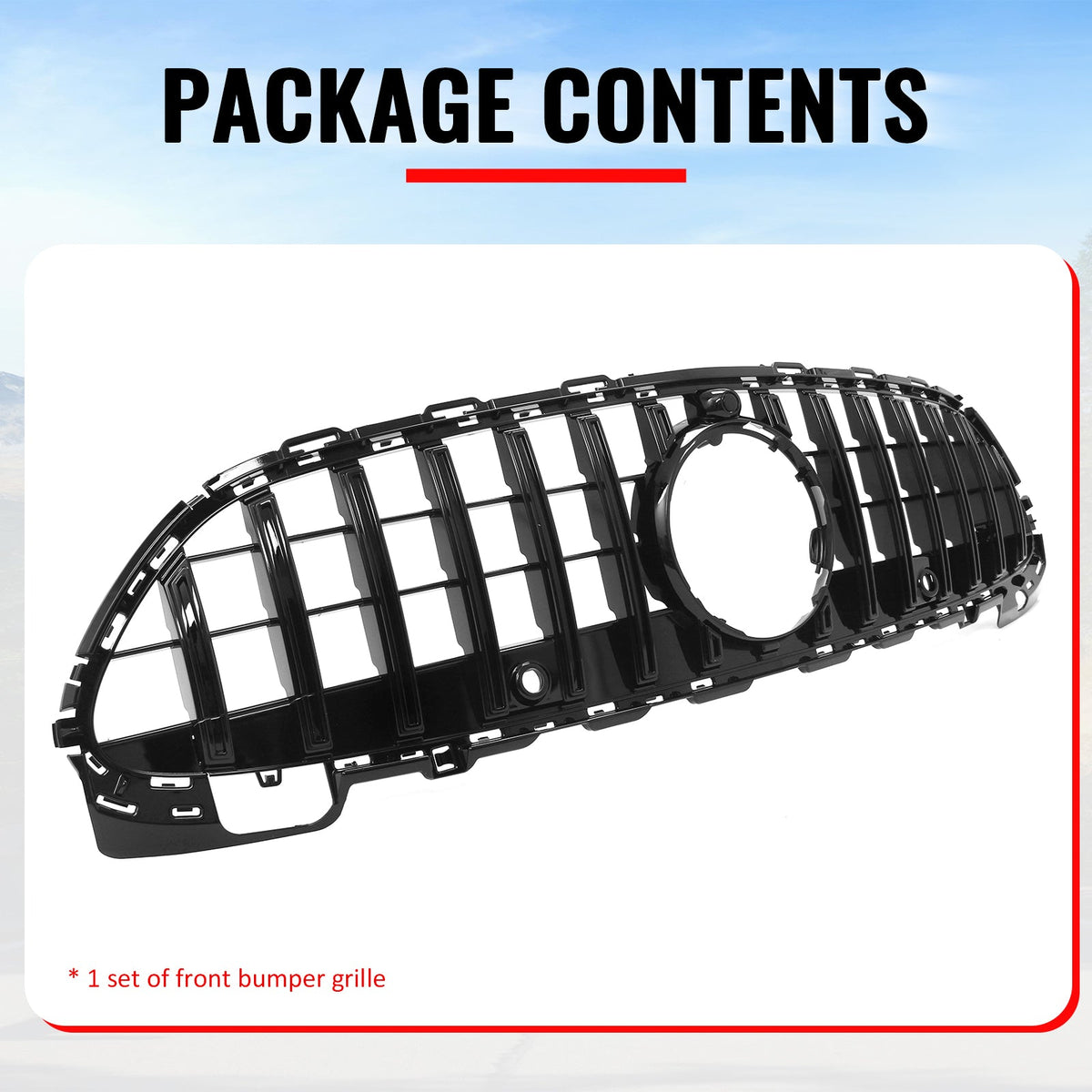 2022-2026 Benz C300 C43 AMG Sedan W206 GT Style Gloss Black Grille ABS