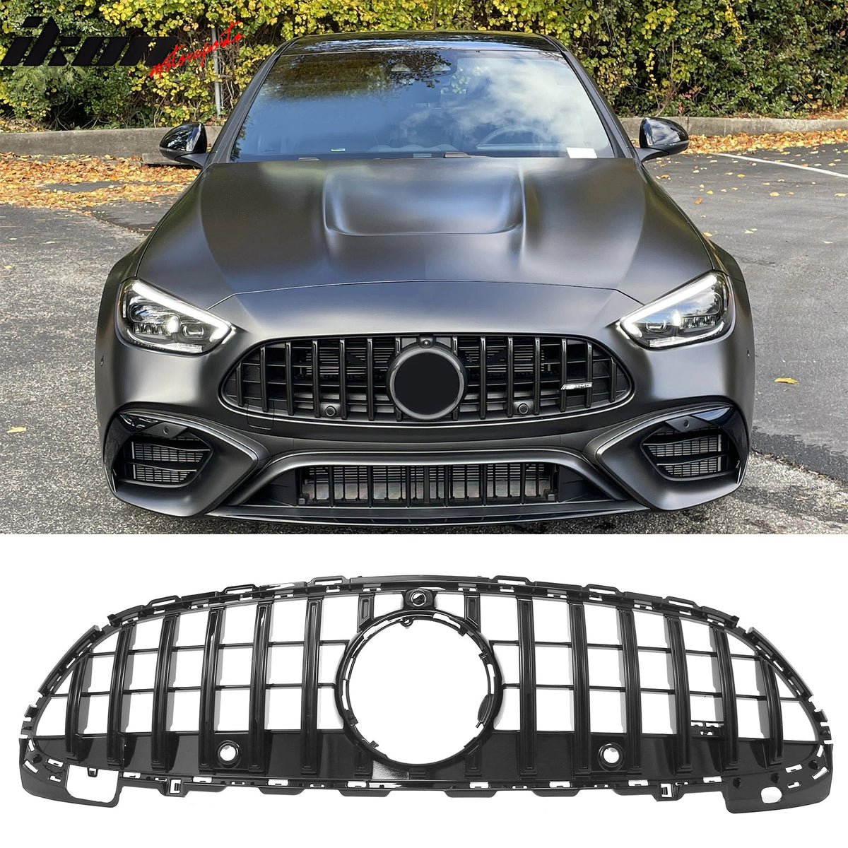 2022-2026 Benz C300 C43 AMG Sedan W206 GT Style Gloss Black Grille ABS