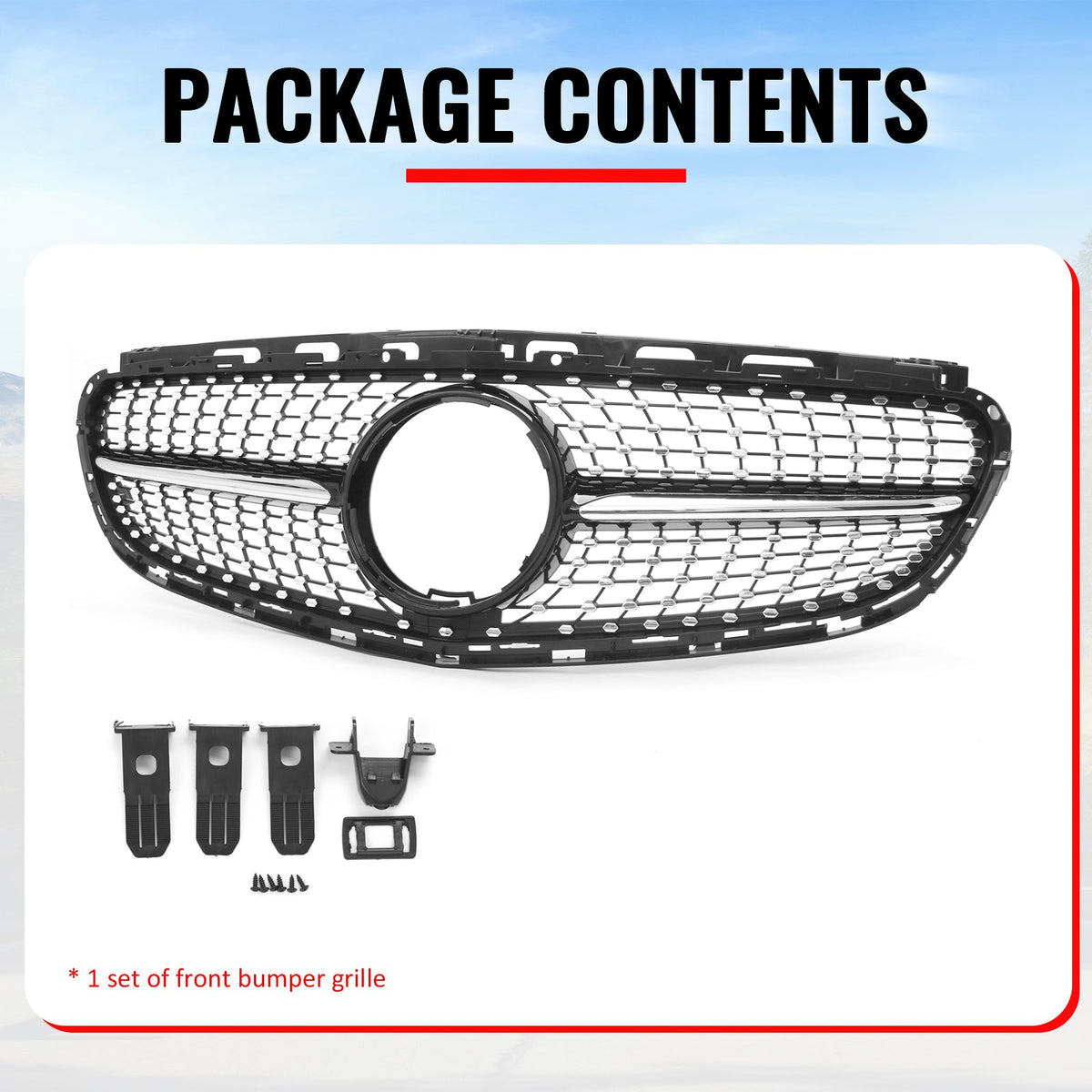 2014-2016 Benz W212 E250 E350 E400 E550 S212 Diamond Style Gloss Black Chrome Grille ABS