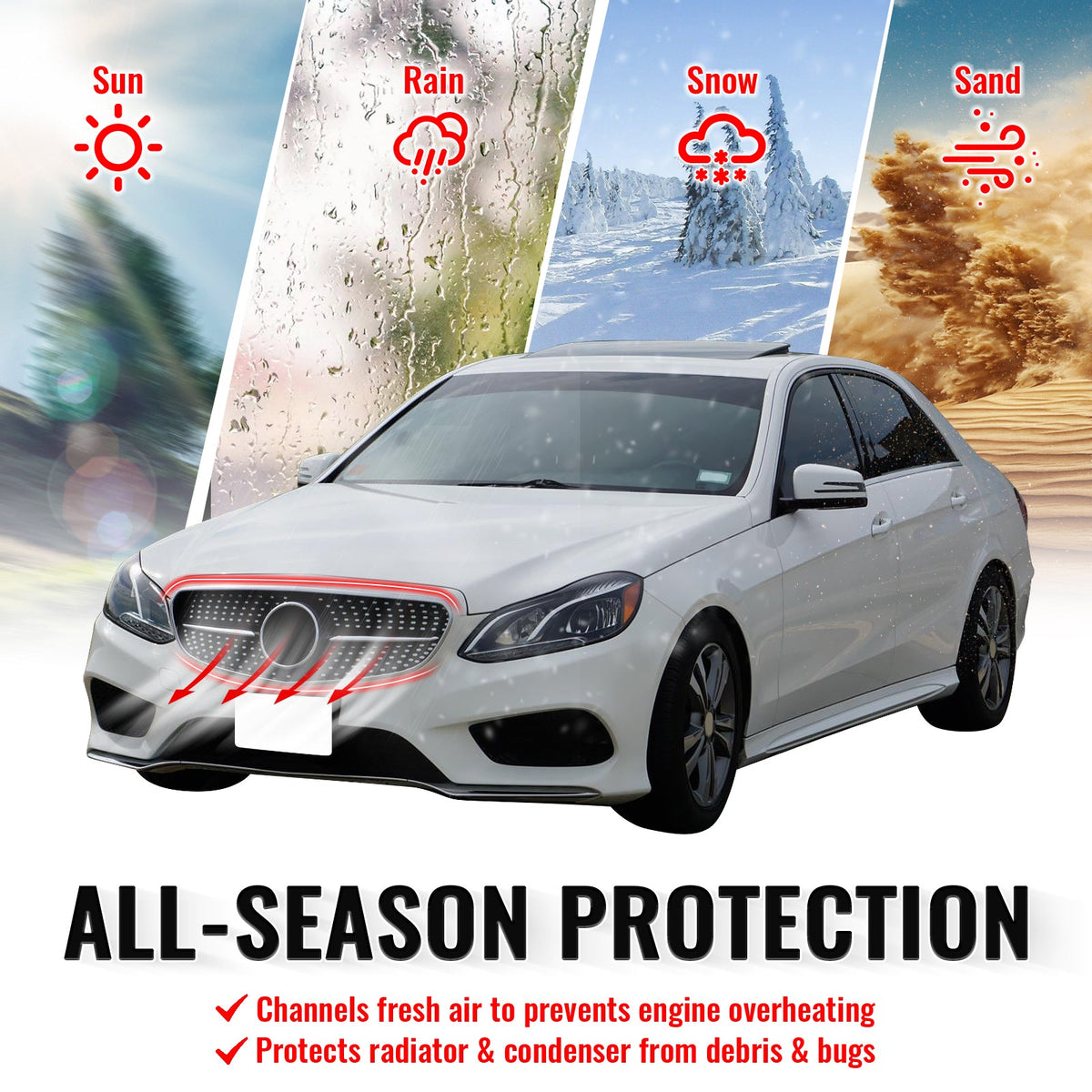 2014-2016 Benz W212 E250 E350 E400 E550 S212 Diamond Style Gloss Black Chrome Grille ABS