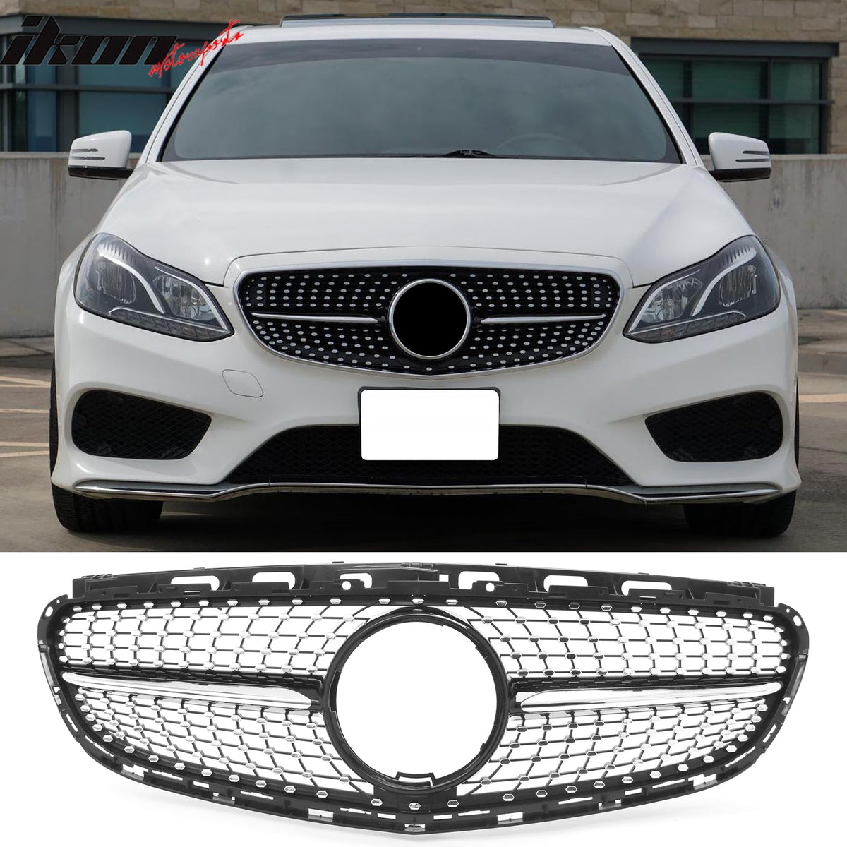 2014-2016 Benz W212 E250 E350 E400 E550 S212 Diamond Style Gloss Black Chrome Grille ABS