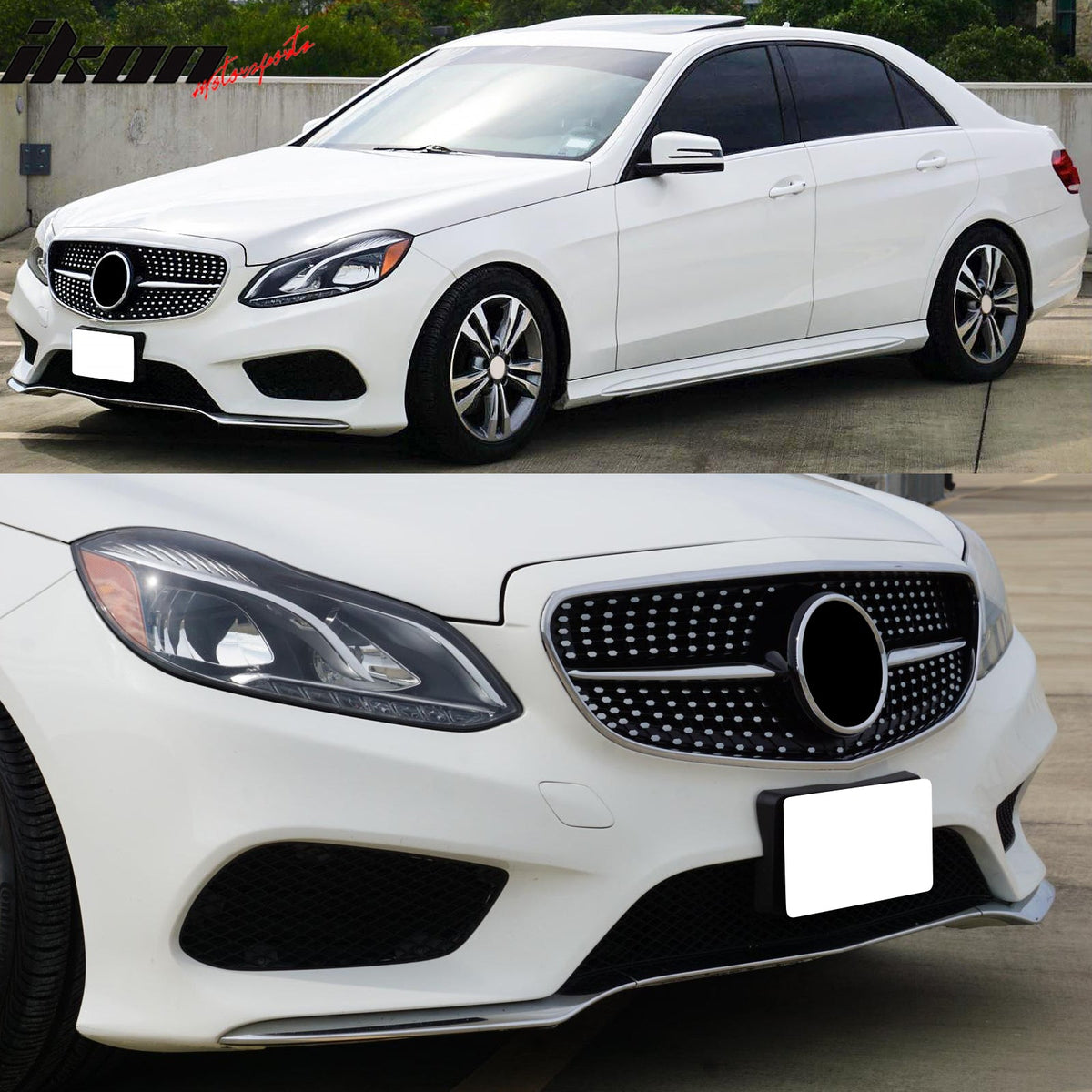 2014-2016 Benz W212 E250 E350 E400 E550 S212 Diamond Style Gloss Black Chrome Grille ABS