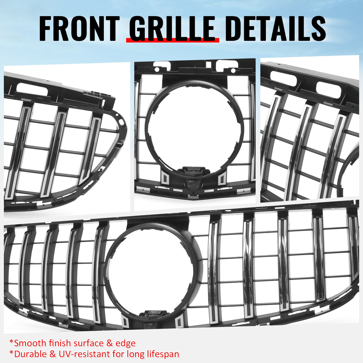 2014-2016 Benz W212 E250 E350 E400 E550 S212 GT Style Unpainted Black Chrome Grille ABS