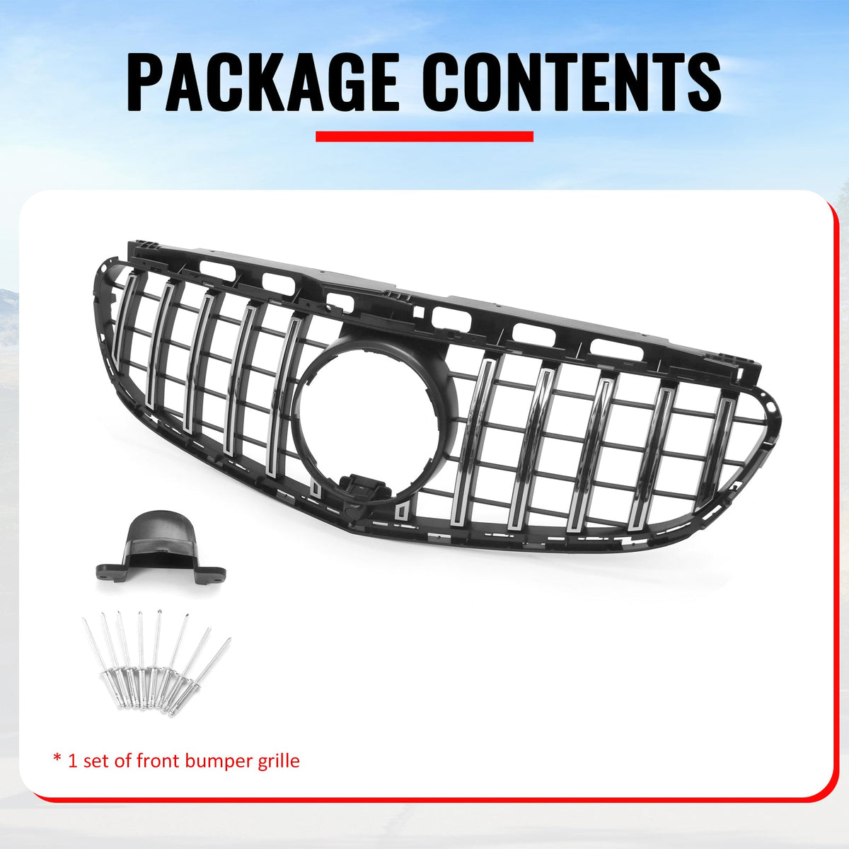 2014-2016 Benz W212 E250 E350 E400 E550 S212 GT Style Unpainted Black Chrome Grille ABS