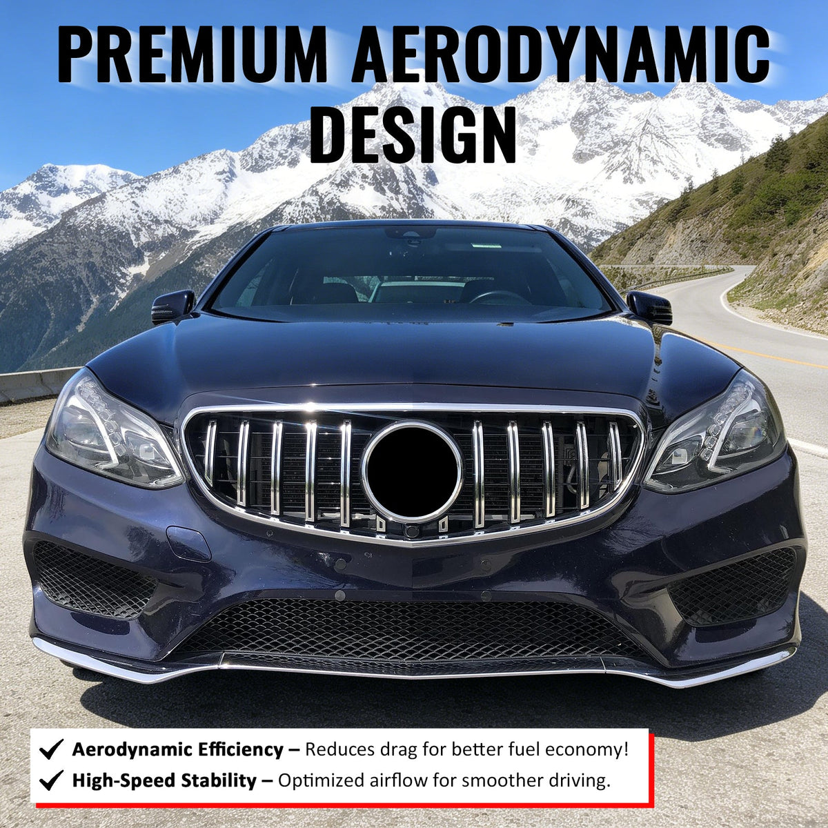 2014-2016 Benz W212 E250 E350 E400 E550 S212 GT Style Unpainted Black Chrome Grille ABS