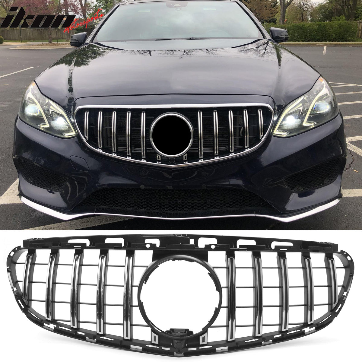 2014-2016 Benz W212 E250 E350 E400 E550 S212 GT Style Unpainted Black Chrome Grille ABS