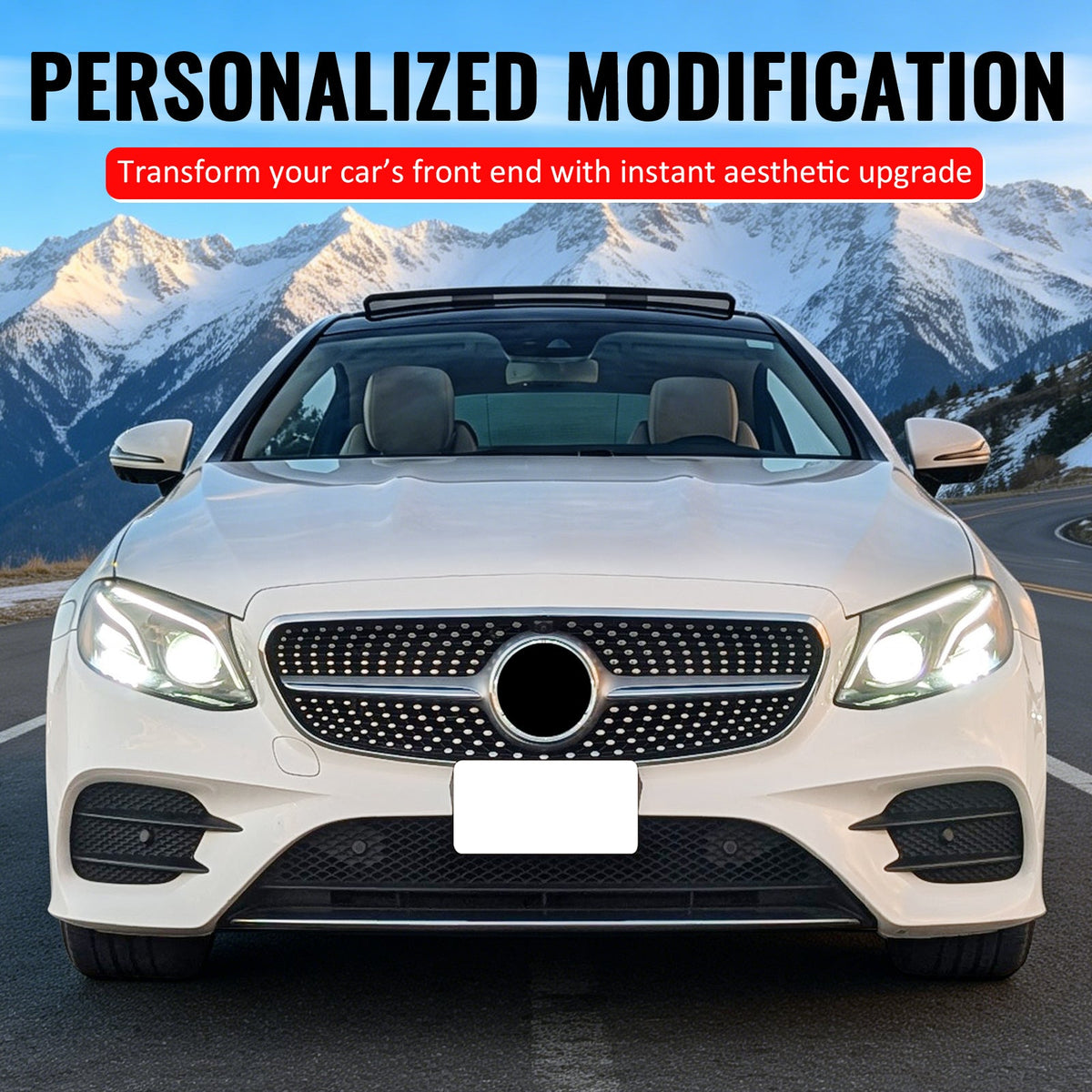 2017-2020 Benz W213 E300 E350 E400 E450 Diamond Style Gloss Black Chrome Grille ABS