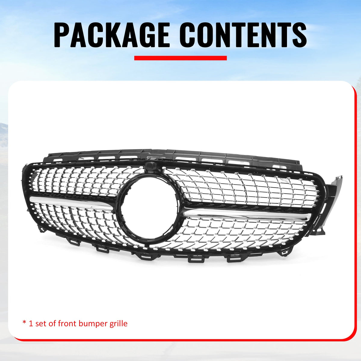 2017-2020 Benz W213 E300 E350 E400 E450 Diamond Style Gloss Black Chrome Grille ABS