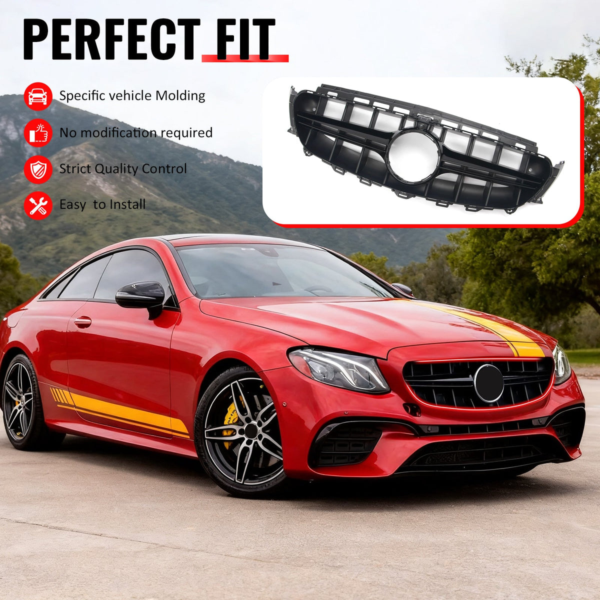 2017-2020 Benz W213 E300 E350 E400 E450 E43 AMG W213 E63 Unpainted + Gloss Black Grille PP