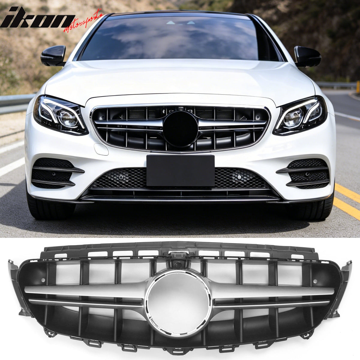 2017-2020 Benz W213 E300 E350 E400 E450 E43 W213 E63 Unpainted + Silver Grille PP