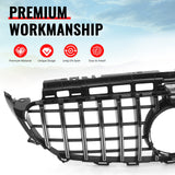 2017-2020 Benz W213 E300 E350 E400 E450 E43 GT Style Unpainted Black + Chrome Grille ABS