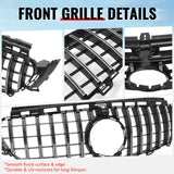 2017-2020 Benz W213 E300 E350 E400 E450 E43 GT Style Unpainted Black + Chrome Grille ABS