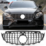 2017-2020 Benz W213 E300 E350 E400 E450 E43 GT Style Unpainted Black + Chrome Grille ABS
