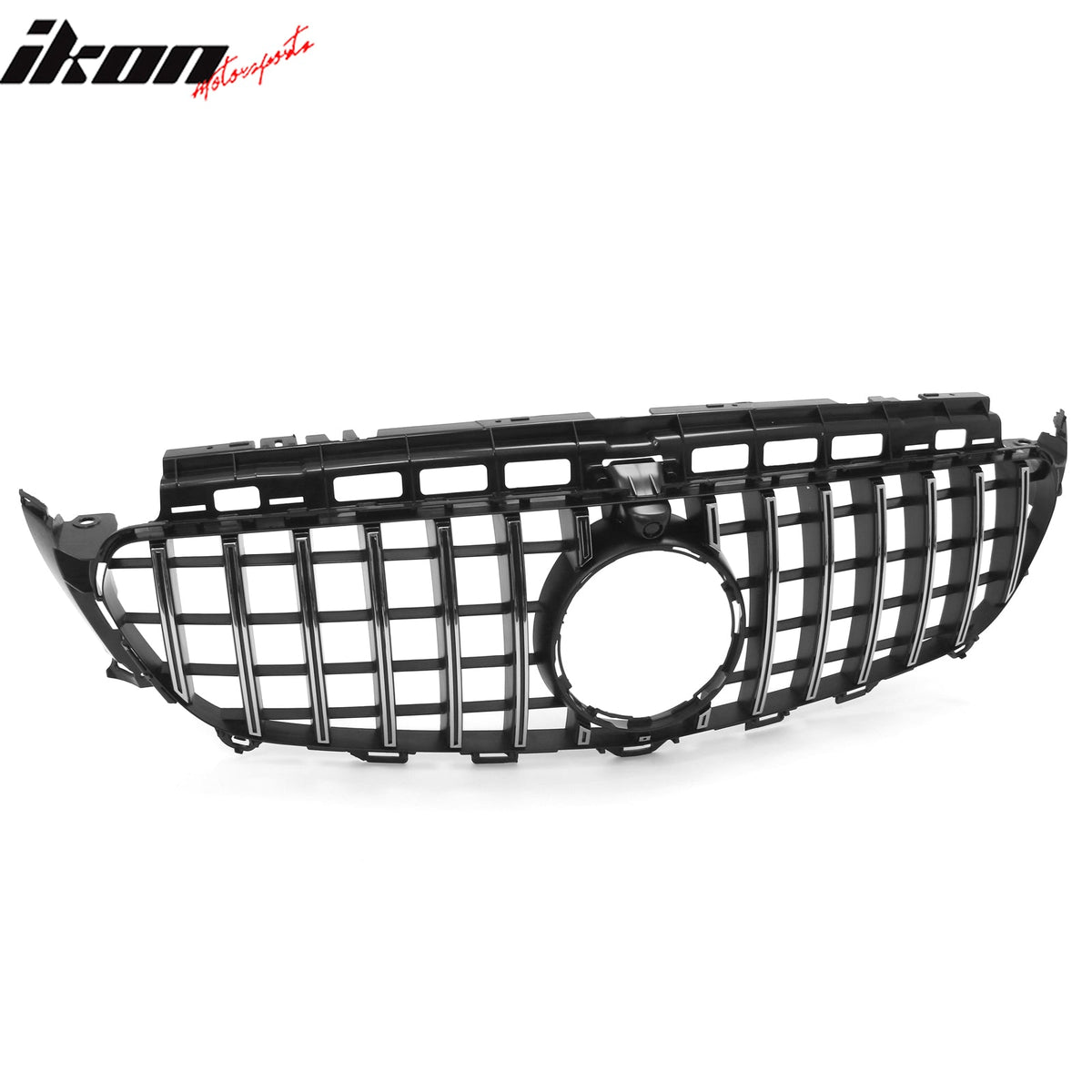 2017-2020 Benz W213 E300 E350 E400 E450 E43 GT Style Unpainted Black + Chrome Grille ABS