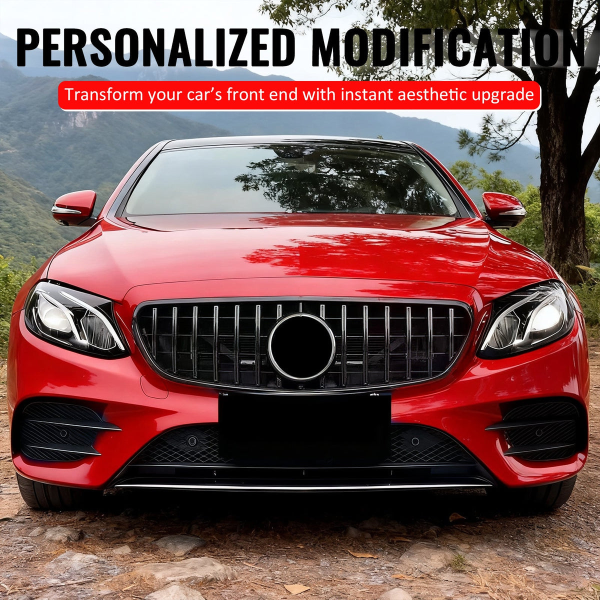 2017-2020 Benz W213 E300 E350 E400 E450 E43 AMG GT Style Gloss Black Grille ABS