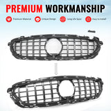2021-2023 Benz E-Class W213 E350 E450 GT Style Unpainted Black + Chrome Grille ABS