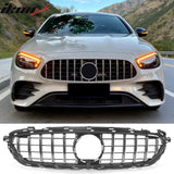 2021-2023 Benz E-Class W213 E350 E450 GT Style Unpainted Black + Chrome Grille ABS