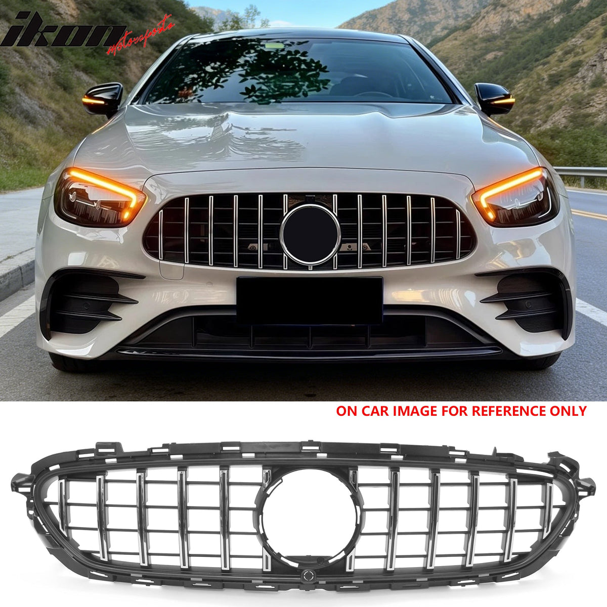 2021-2023 Benz E-Class W213 E350 E450 GT Style Gloss Black Grille ABS