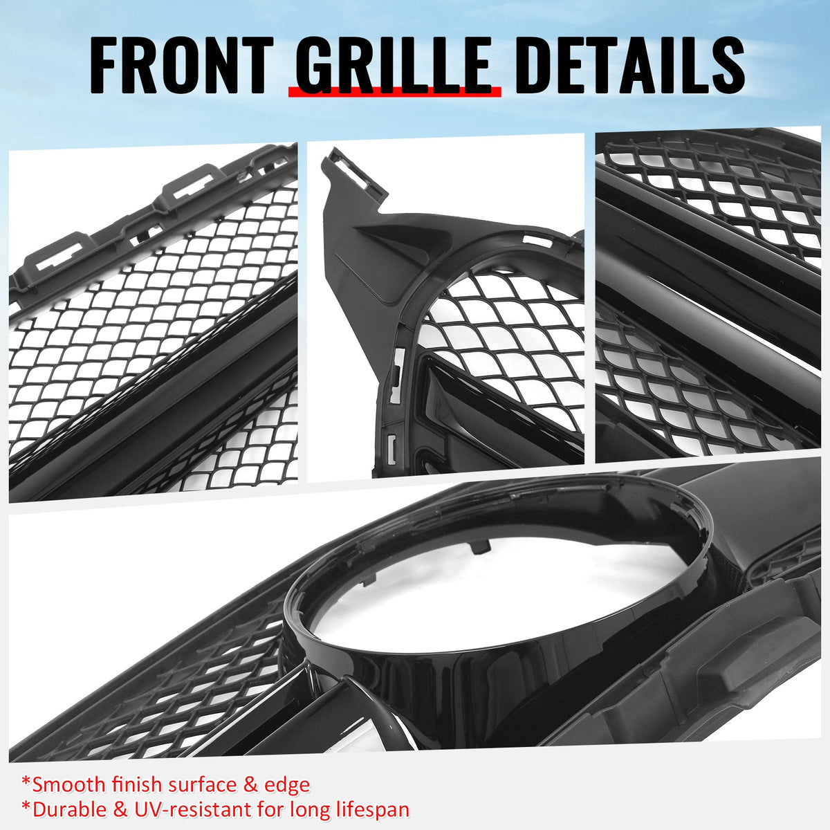 2015-2018 Benz C300 C350e C400 C450 AMG W205 C63 Style Primer + Gloss Black Grille ABS