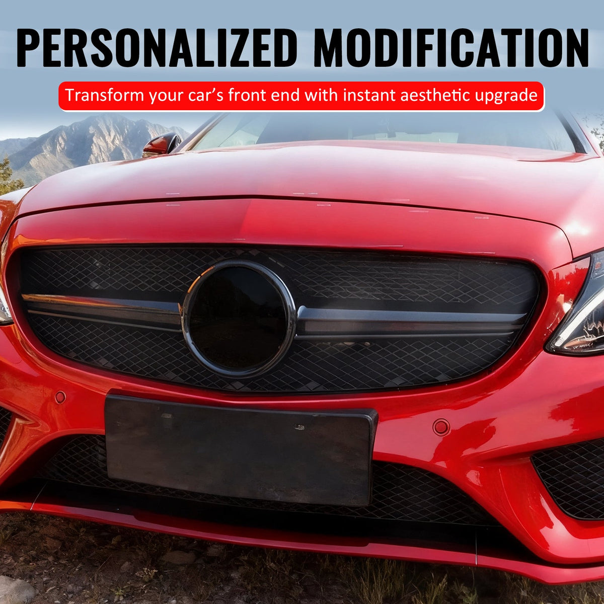 2015-2018 Benz C300 C350e C400 C450 AMG W205 C63 Style Primer + Gloss Black Grille ABS