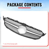 2015-2018 Benz C300 C350e C400 C450 AMG W205 C63 Style Primer Black + Silver Grille ABS