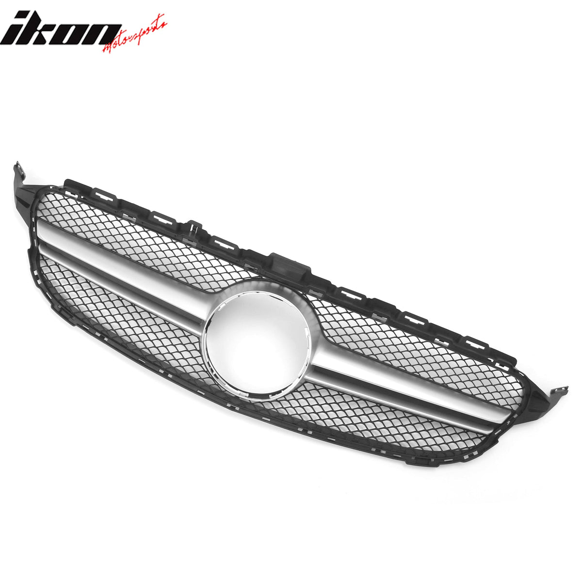 2015-2018 Benz C300 C350e C400 C450 AMG W205 C63 Style Primer Black + Silver Grille ABS