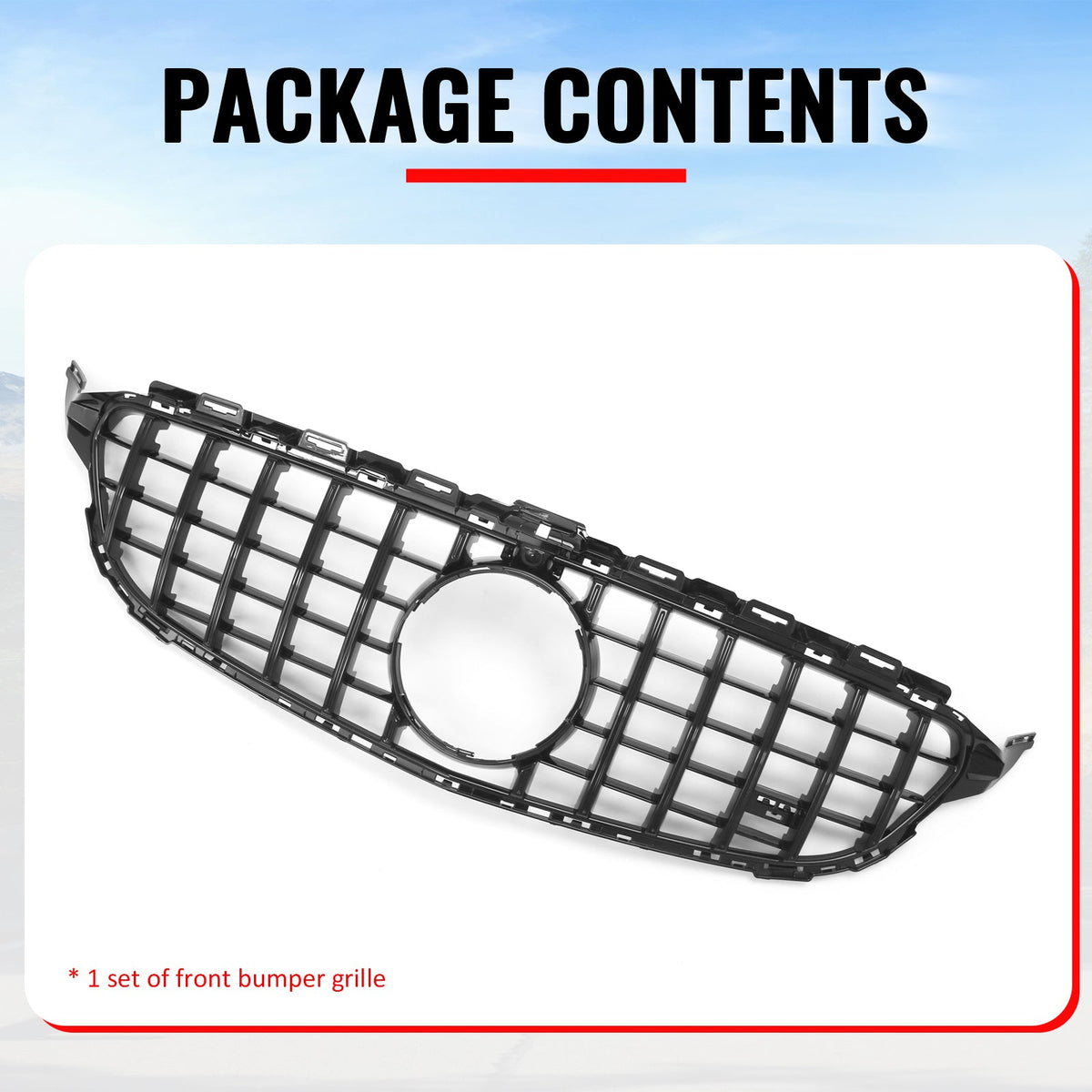 2015-2018 Benz W205 C300 C350e C400 C450 AMG GT Style Gloss Black Grille ABS